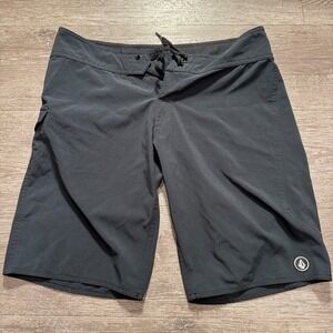 Volcom Board Shorts Mens 33 Black Drawstring Beach Swim Trunks Outdoor Hybrid